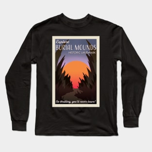 Visit Burial Mounds retro travel poster Long Sleeve T-Shirt